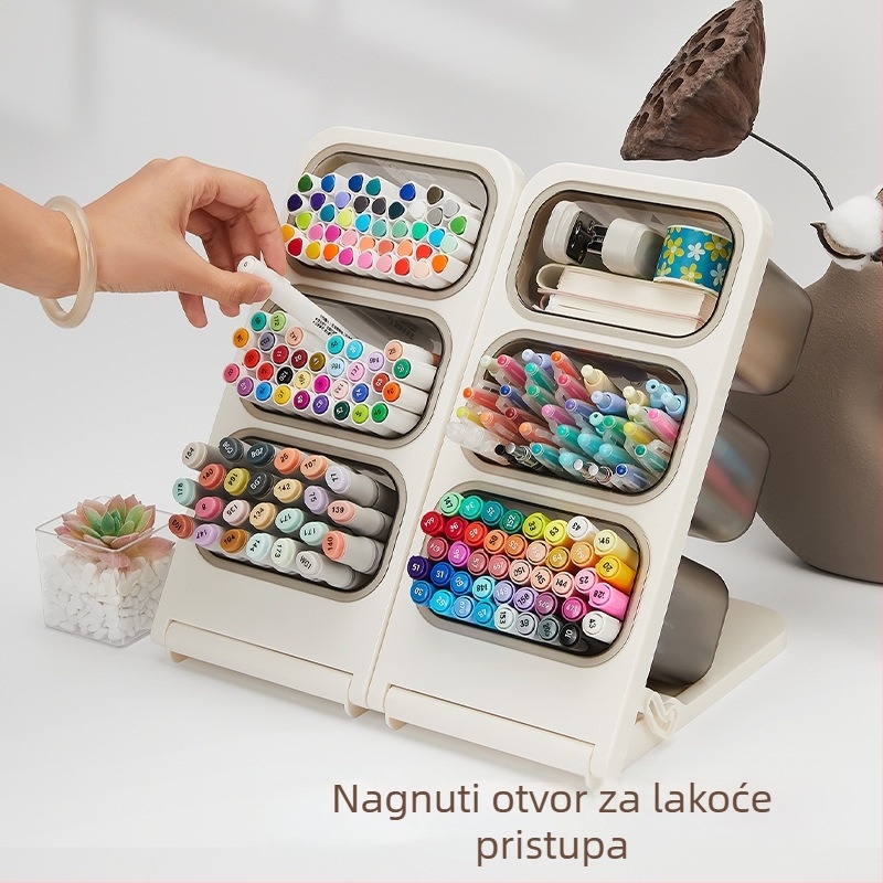 Touchmark Naji serija - nagnuti držač za olovke, plastični kvadratni stolni organizator