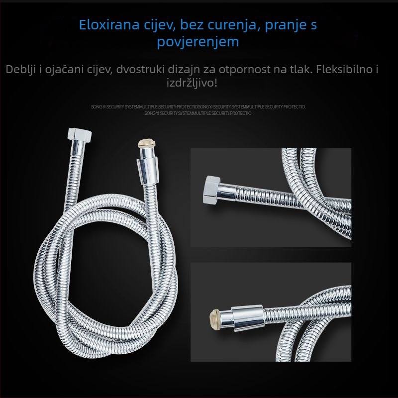 Tuš cijev s elektroplatom, debela, otporna na zaplitanje, navojni spoj, normalan tlak, normalna temperatura