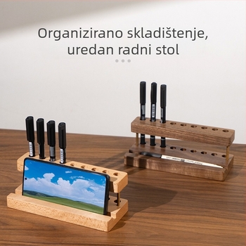 Drveni držač za olovke i četkice, stalak za čajnu ceremoniju — Model 8044; Materijal: drvo; Pogodno kao dar: rođendan, dodjela priznanja