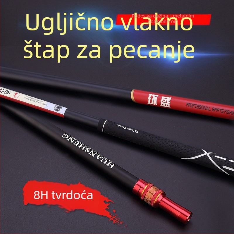 Karbonska teleskopaska šipka za mrežu za ribolov, sklopiva, dvostruka uporaba, višesmjerna rotacija