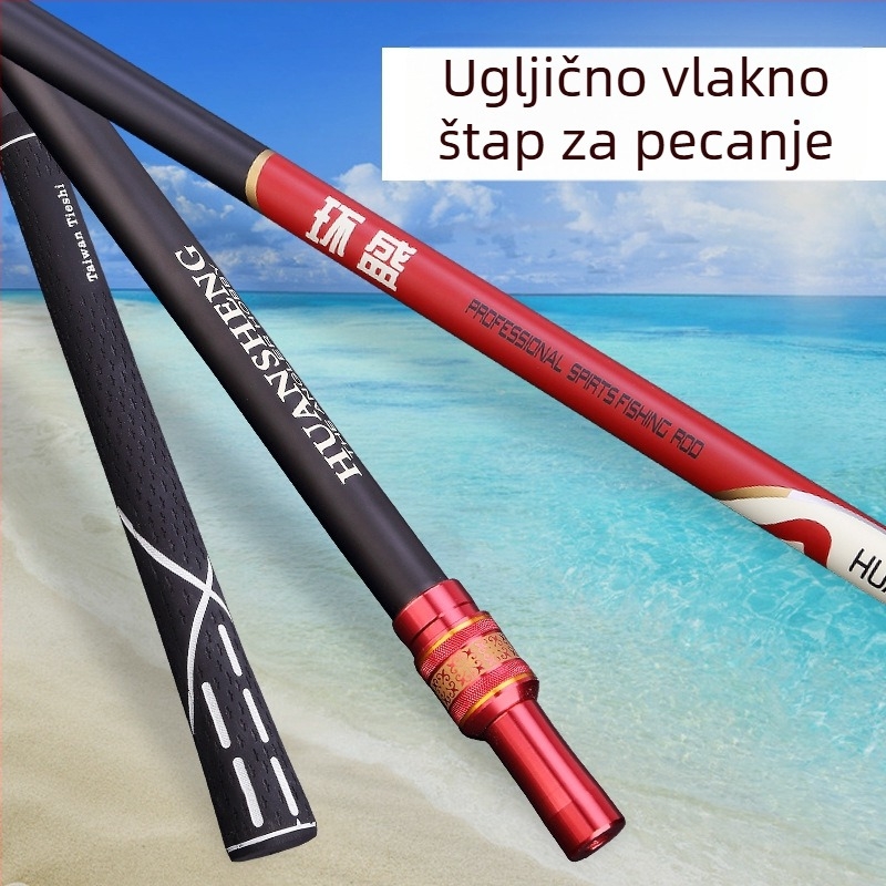 Karbonska teleskopaska šipka za mrežu za ribolov, sklopiva, dvostruka uporaba, višesmjerna rotacija