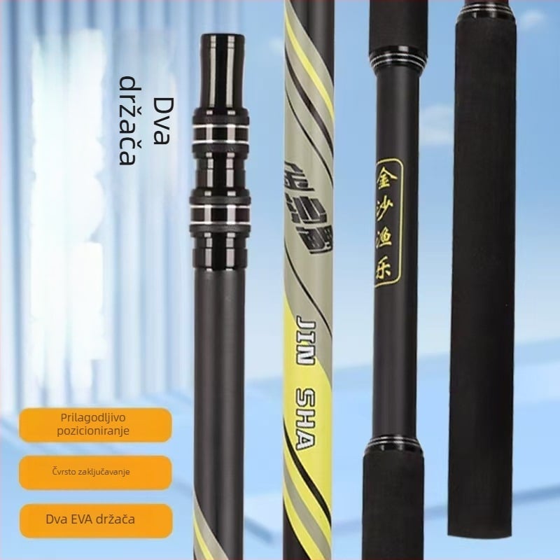 Karbonova štanga za mrežu za ribolov s dvostrukim držalom, podesiva duljina