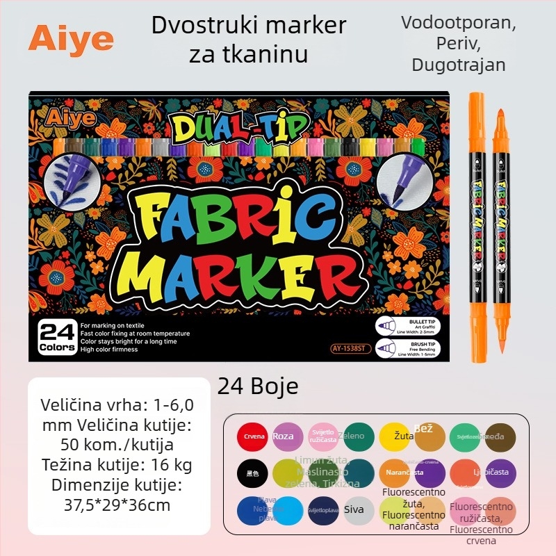 Marker za tkaninu – vodootporan, ne blijedi, periv, za DIY dekoracije na tkaninama