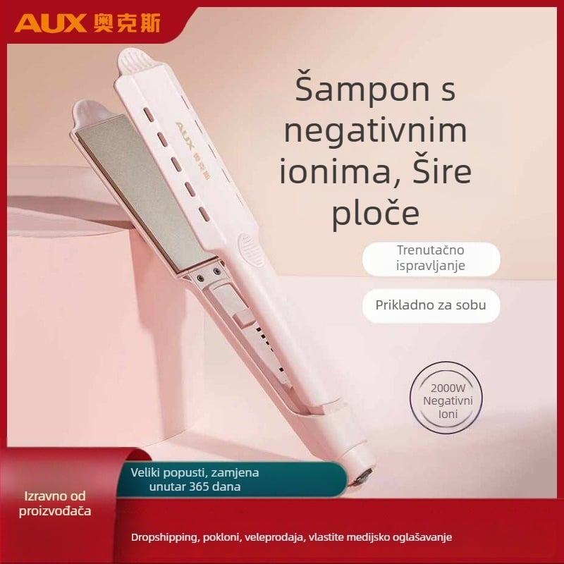 AUX/OX dvostruki uređaj za kosu: peglanje za kosu i uvijač s pločama od turmalin-keramike, promjer grijaćeg vodiča preko 31 mm, 220 V, 73 W, žično napajanje