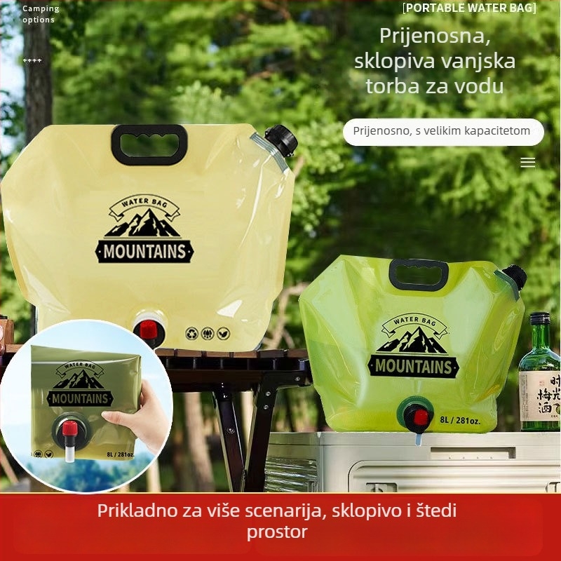Vanjska vreća za vodu za kampiranje, debeli sklopivi spremnik za vodu, prehrambena kvaliteta, PE+nylon+PET, Zhongheng
