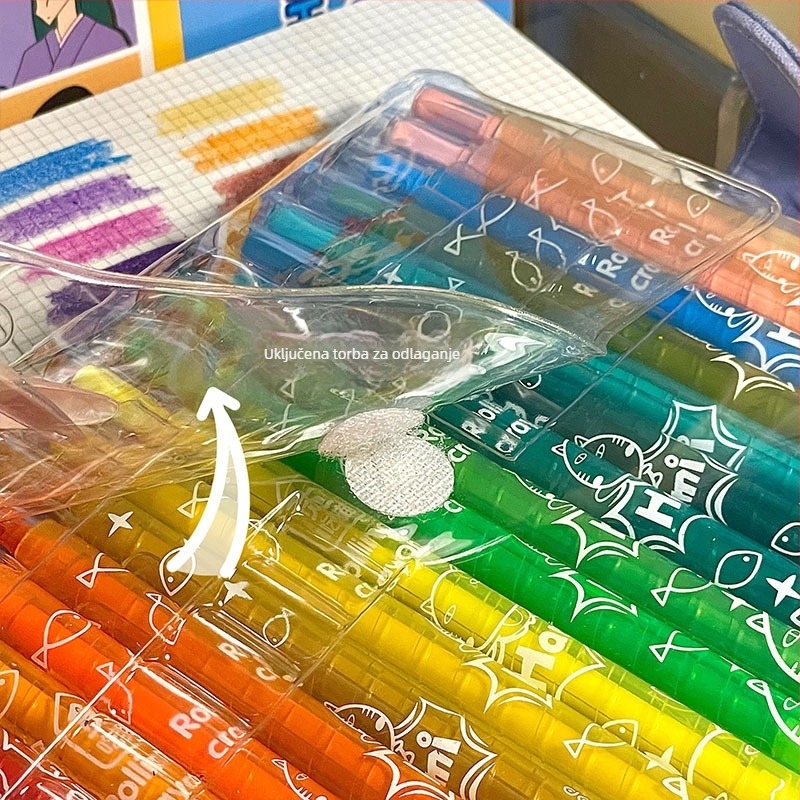 Set voskovih bojica, 36 boja, perive za djecu, model 0579, serija 0579, plastično kućište, marka Believe in harmony