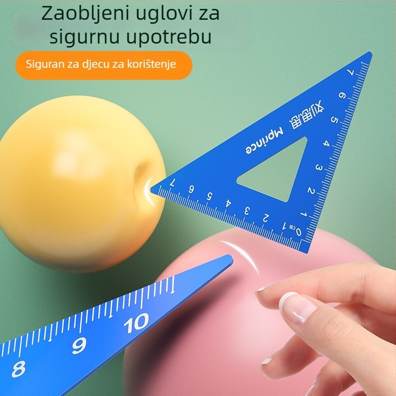 Cat Prince M1314-1 Univerzalni set ravnala od aluminijske legure, 4 dijela, uključuje trokutno ravnalo i kutomjer
