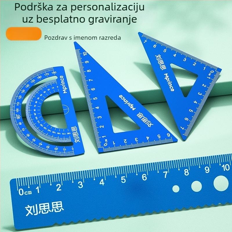 Cat Prince M1314-1 Univerzalni set ravnala od aluminijske legure, 4 dijela, uključuje trokutno ravnalo i kutomjer