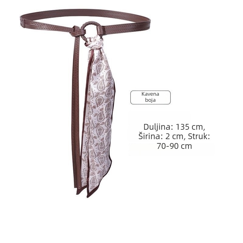 Ženski struk lanac s resicama i tankim svilenim šalom, metalni dodatak za traperice i hlače, svestran stil