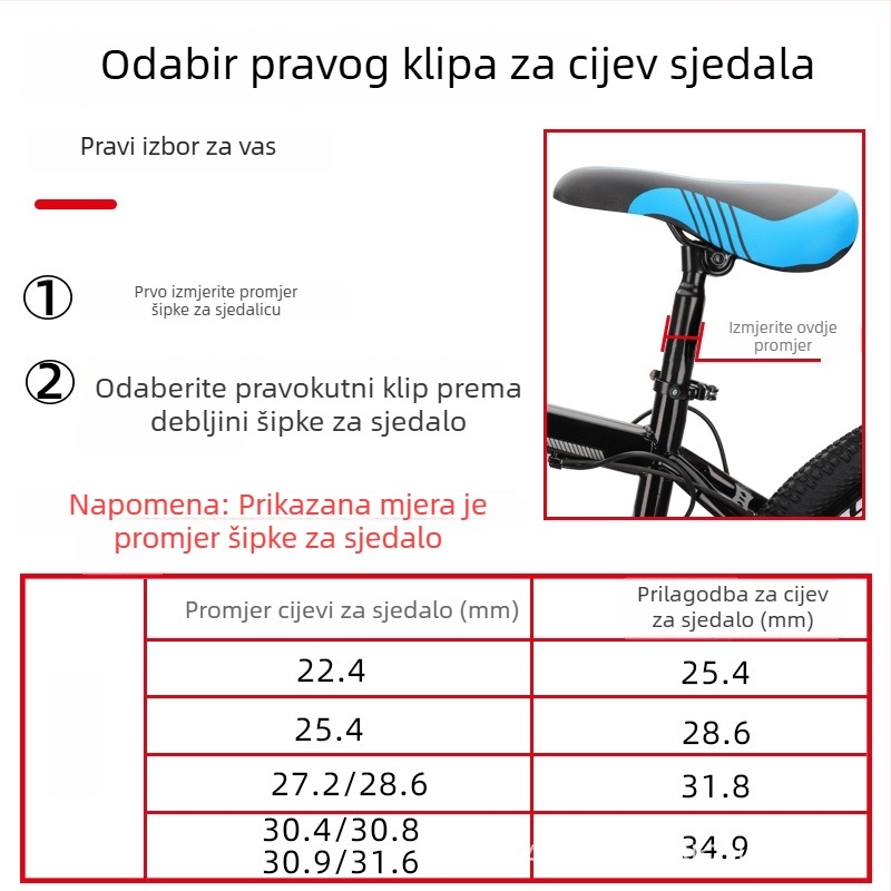 Fengen aluminijska stezaljka za sedlenu cijev bicikla s brzim oslobađanjem, unisex, prilagodljivo