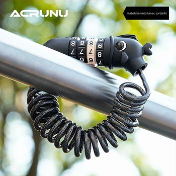 ACRUNU Brava za bicikl s kabelom od čelika i lozinkom - kompaktna, prijenosna, za bicikle i kacige; PVC + visokoučvrstog čeličnog kabla; težina 100 g; ne oštećuje boju