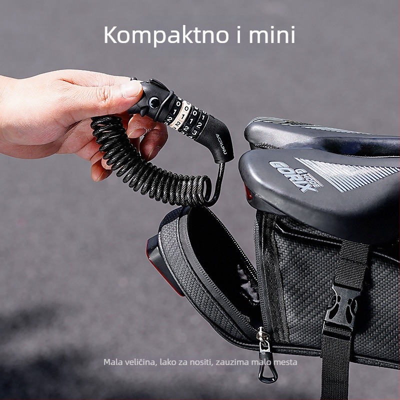 ACRUNU Brava za bicikl s kabelom od čelika i lozinkom - kompaktna, prijenosna, za bicikle i kacige; PVC + visokoučvrstog čeličnog kabla; težina 100 g; ne oštećuje boju