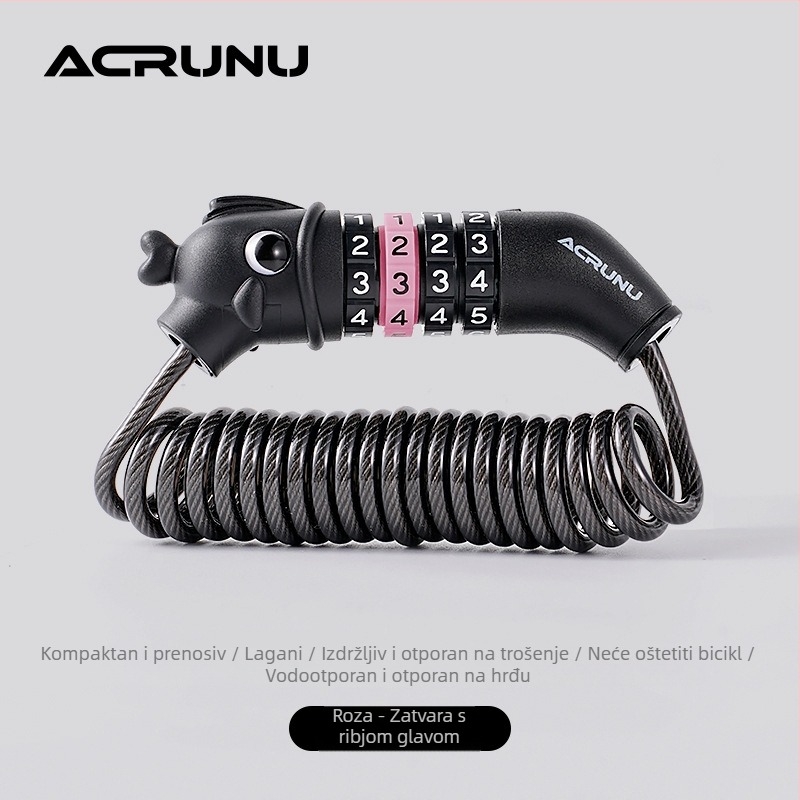 ACRUNU Brava za bicikl s kabelom od čelika i lozinkom - kompaktna, prijenosna, za bicikle i kacige; PVC + visokoučvrstog čeličnog kabla; težina 100 g; ne oštećuje boju