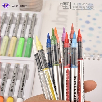 Bocai direktni tekući akrilni marker s mekim vrhom – vodootporna tinta, jednostavan za korištenje, pogodan za studentsko crtanje, stvara izražajne linije