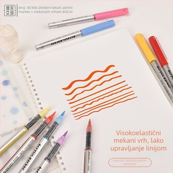 Bocai direktni tekući akrilni marker s mekim vrhom – vodootporna tinta, jednostavan za korištenje, pogodan za studentsko crtanje, stvara izražajne linije