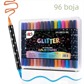 Marker s dvostrukim vrhom i glitterom s fluorescirajućim tintom za akvarel
