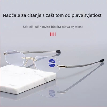 Naočale za čitanje bez okvira, lagane PC leće, zaštita od plavog svjetla i UV, unisex