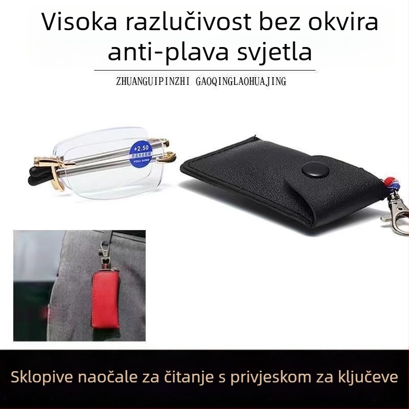 Naočale za čitanje bez okvira, lagane PC leće, zaštita od plavog svjetla i UV, unisex