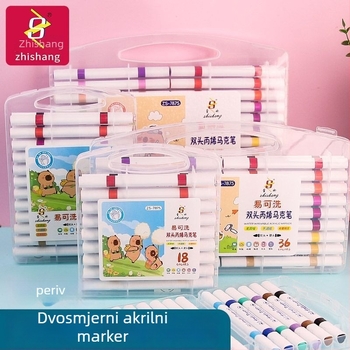 Supreme dvostruko glaveni akrilni marker, izbrisivo mastilo, 36-dijelni set, pogodan za učenike i vrtić, za DIY crtanje