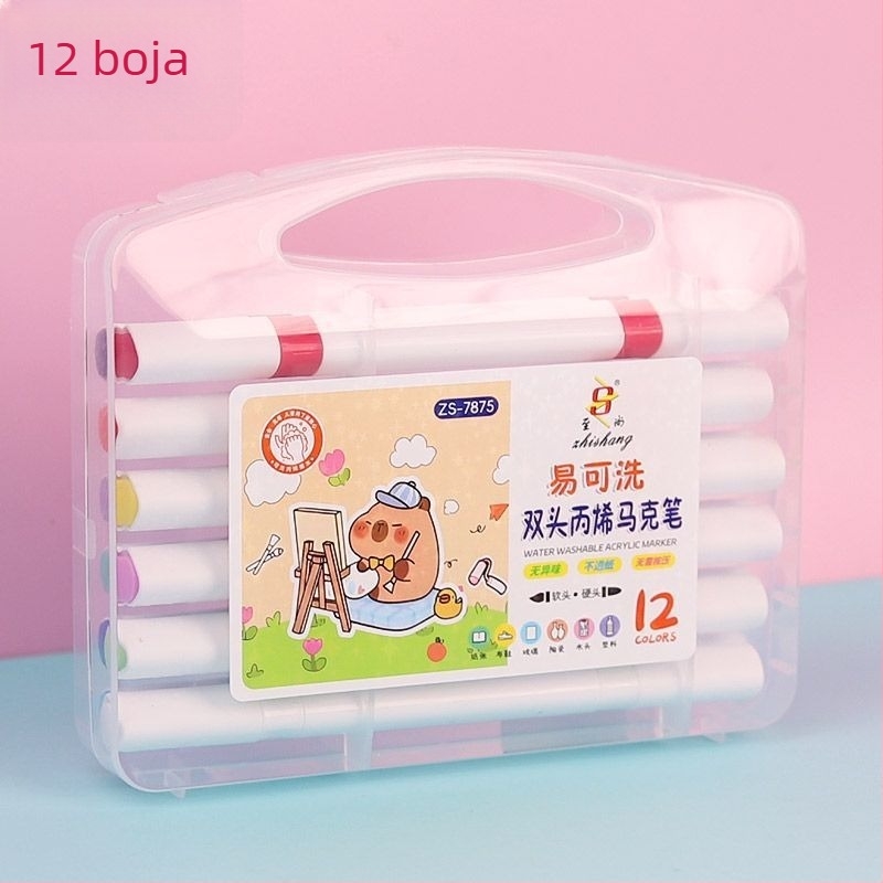 Supreme dvostruko glaveni akrilni marker, izbrisivo mastilo, 36-dijelni set, pogodan za učenike i vrtić, za DIY crtanje