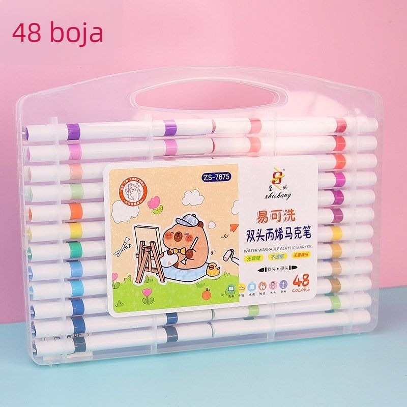 Supreme dvostruko glaveni akrilni marker, izbrisivo mastilo, 36-dijelni set, pogodan za učenike i vrtić, za DIY crtanje