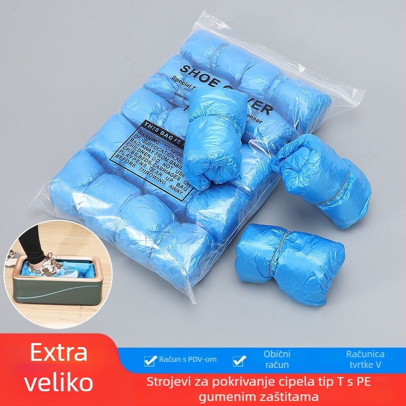 T-oblik zatvarač za stroj za zaštitu cipela od netkanog materijala, debeli plast, vodootporno, s otisnutim logom, biološki razgradivo