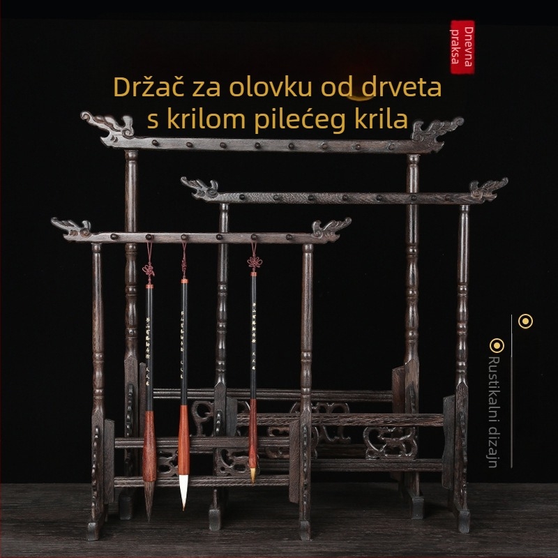 Držač za olovke od drvenog drveta s glavom zmaja, za kaligrafiju, 12/14/16‑pin, Set Četiri Blaga Studija, prilagodljiv