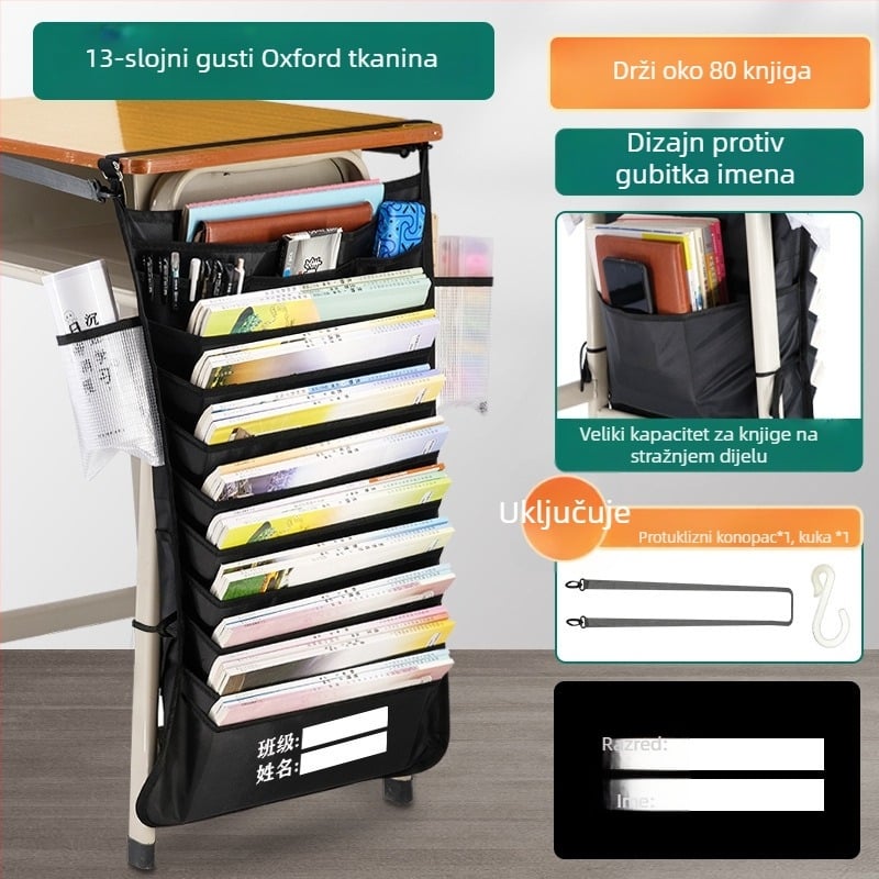 Vješena torba za knjige za stolni rad — Model: Hanging Book Bag; Materijal: Oxford tkanina; Neto težina: 500 g