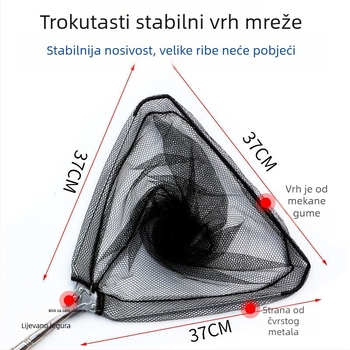 Sklopivi teleskopski mreža za ribolov od nehrđajućeg čelika, fina mreža, sklopiv, nosivost 1000 g
