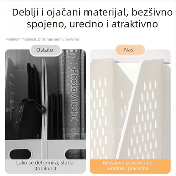 Držač za knjige s perforiranom pločom, vertikalni stolni nosač — velika kapaciteta, HIPS, pretinci, odvojivo — Qiao ba bear