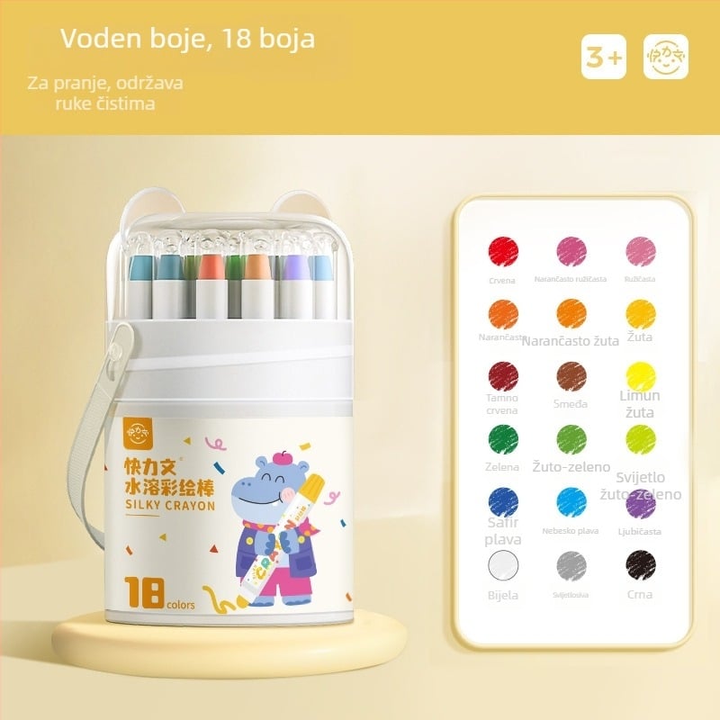 Dječji perivi štapić za bojanje, Kuai Liwen, okrugli kućište, plastično kućište, izbrisiv, model: Washable paint stick, serija: Dječje bojice