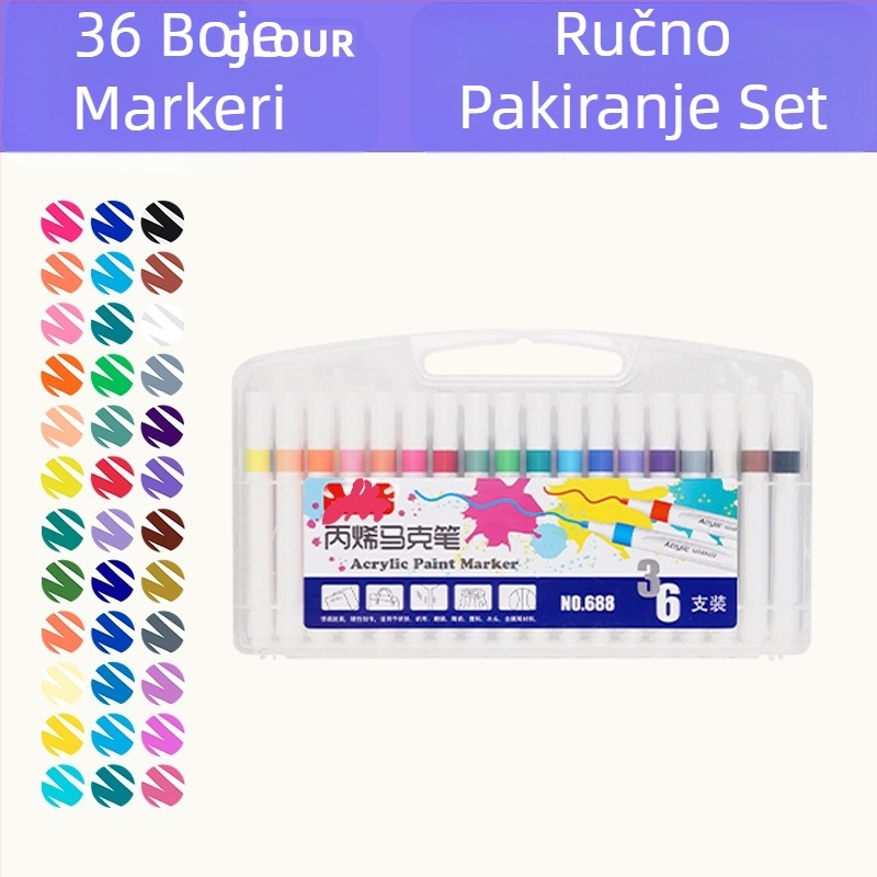 Akrilni markeri za crtanje, set od 24 komada, na bazi vode, neprozračni, slojevito slaganje, sigurni za učenike i djecu