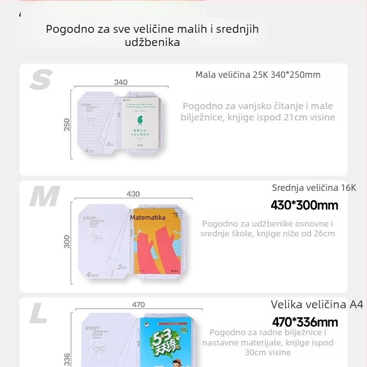 Prozirne samoljepljive korice za školske knjige za prvi i drugi razred (oba sveska); materijal: svilen cvijet; poklon za razredne prijatelje