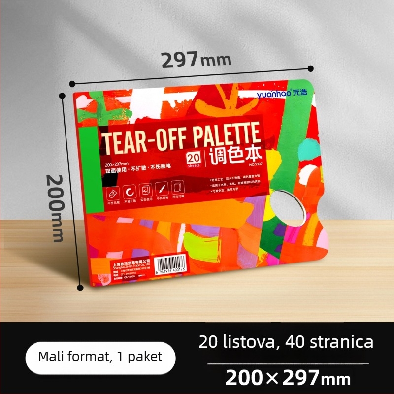 Papir paleta za miješanje pigmenata – dvostrana, lako se trga, jednokratna, za studente umjetnosti