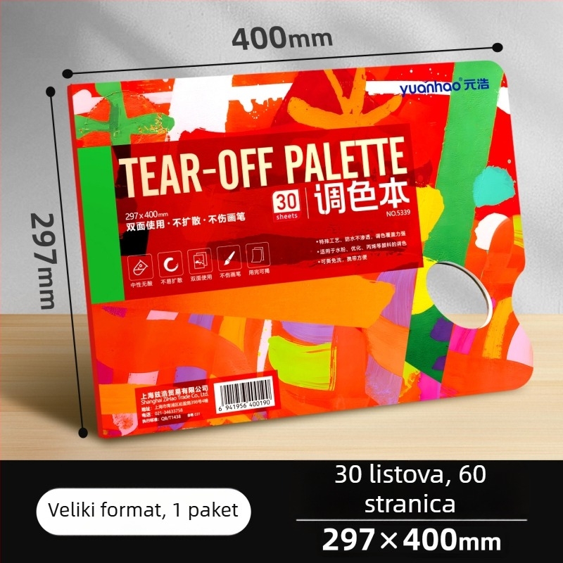 Papir paleta za miješanje pigmenata – dvostrana, lako se trga, jednokratna, za studente umjetnosti