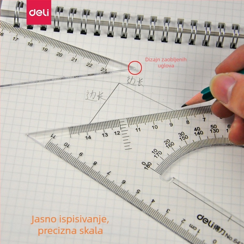 Deli trokutasti ravnalo za crtanje, plastično, modeli 6415/6420/6425/6430/6435/6440/6445, dvodijelno pakiranje