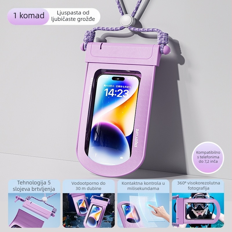 Vodootporna torbica za telefon s prozorom osjetljivim na dodir za plivanje i rafting, prozirna zatvorena torbica za podvodno snimanje