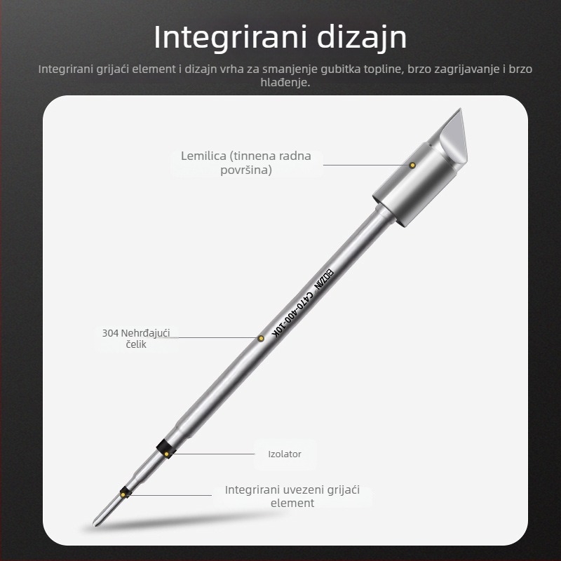 Bozan 470 serija – Vrh za lemilo s grijaćim jezgram; oblici: horseshoe, round, pointed, flat – Visoka snaga, univerzalno
