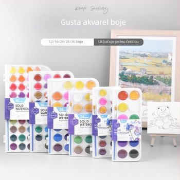 Keepsmiling Set akvarela - plast i čvrste akvarel boje, prozirna ABS kutija, za akvarelno crtanje