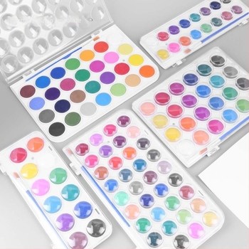 Keepsmiling Set akvarela - plast i čvrste akvarel boje, prozirna ABS kutija, za akvarelno crtanje