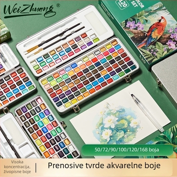 Weizhuang Akvarelni set za nokte s perlastim pigmentom – čvrsti set za crtanje, u kutiji, alati za crtanje