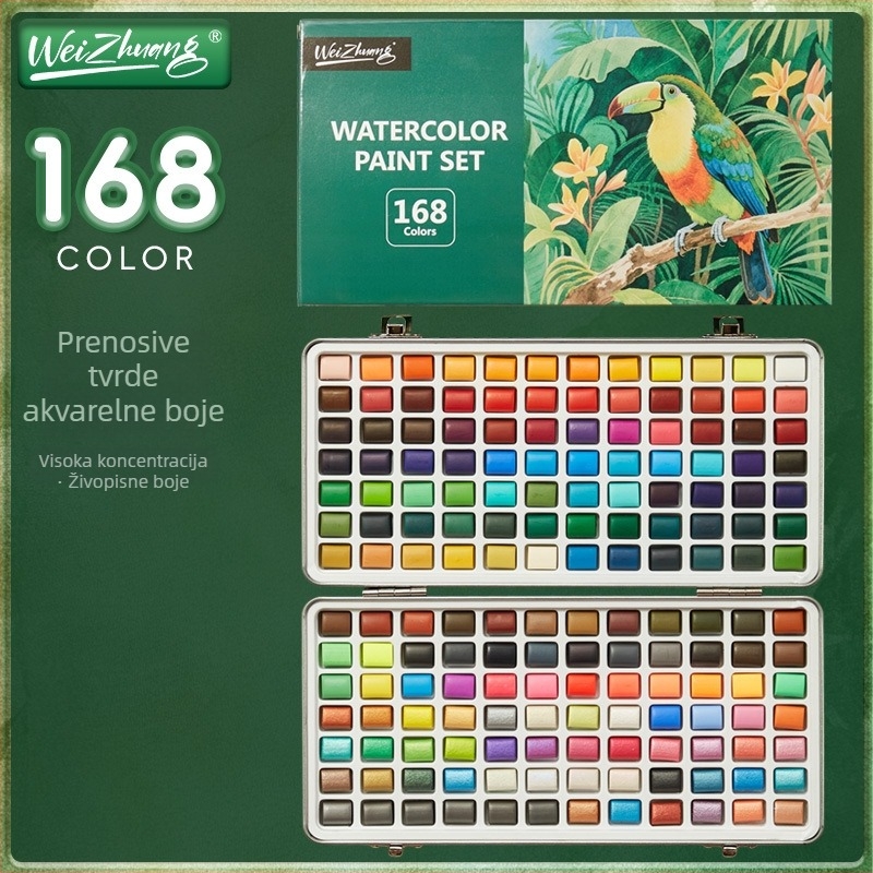 Weizhuang Akvarelni set za nokte s perlastim pigmentom – čvrsti set za crtanje, u kutiji, alati za crtanje