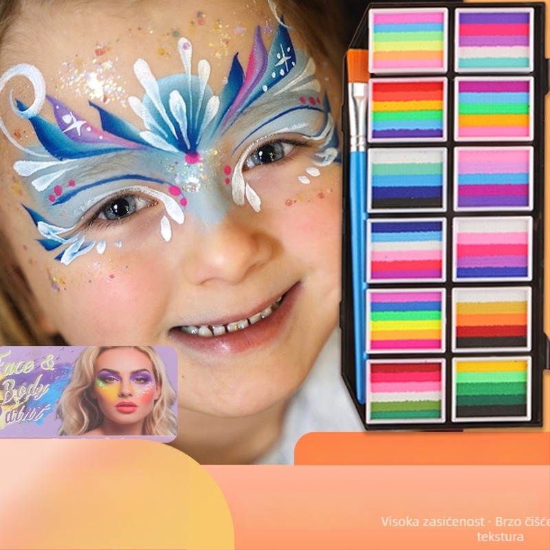 Set pigmenata za lice i tijelo djece, Art plus art, uljni pigmenti, fluorescentski pigmenti, 12 komada u pakiranju