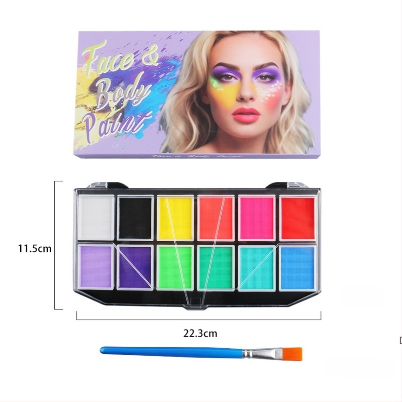 Set pigmenata za lice i tijelo djece, Art plus art, uljni pigmenti, fluorescentski pigmenti, 12 komada u pakiranju