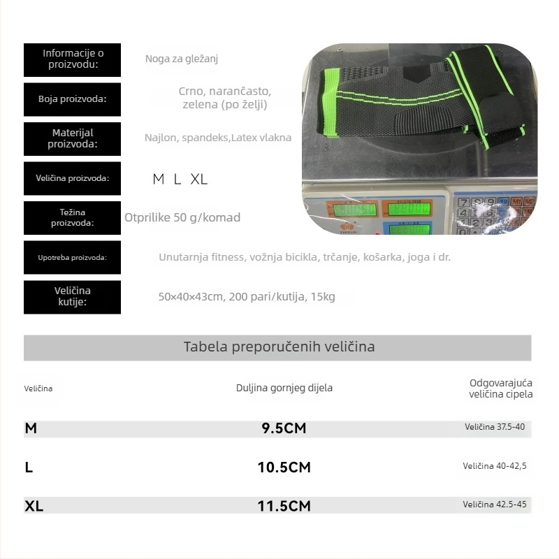 Nothing Najlonska ortoza gležnja – Univerzalna potpora gležnja za košarku, fitness i biciklizam