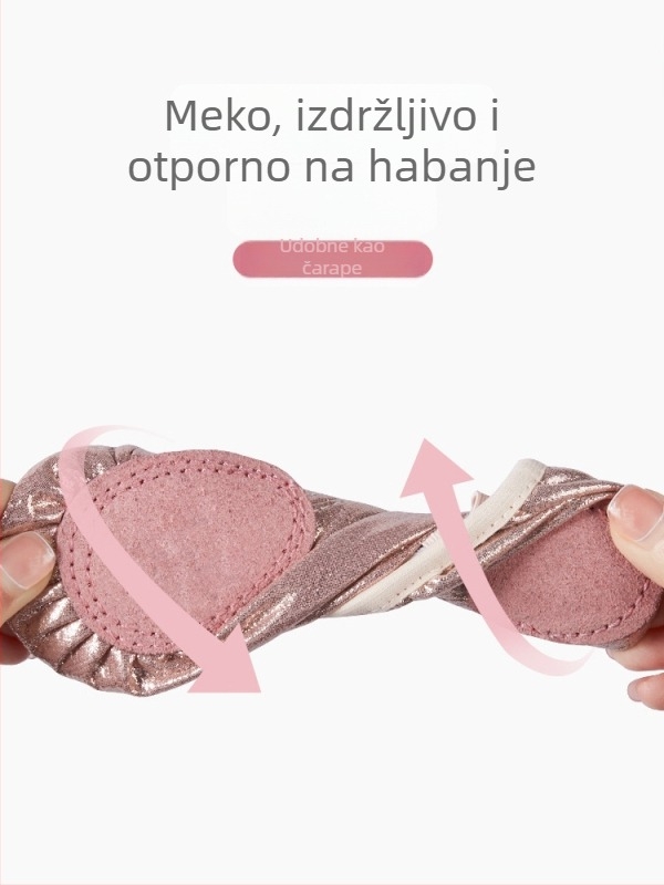 Dječje plesne cipele s mekanom potplatom, bez vezica, lake za balet i moderni ples