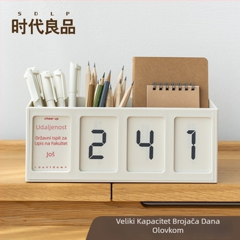 Desktop kalendar i držač olovke s podsjetnikom odbrojavanja, model SD-2598; materijal: plastika; oblik: kvadratni; tisak logotipa: da; prilagodba: da