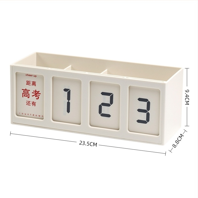 Desktop kalendar i držač olovke s podsjetnikom odbrojavanja, model SD-2598; materijal: plastika; oblik: kvadratni; tisak logotipa: da; prilagodba: da