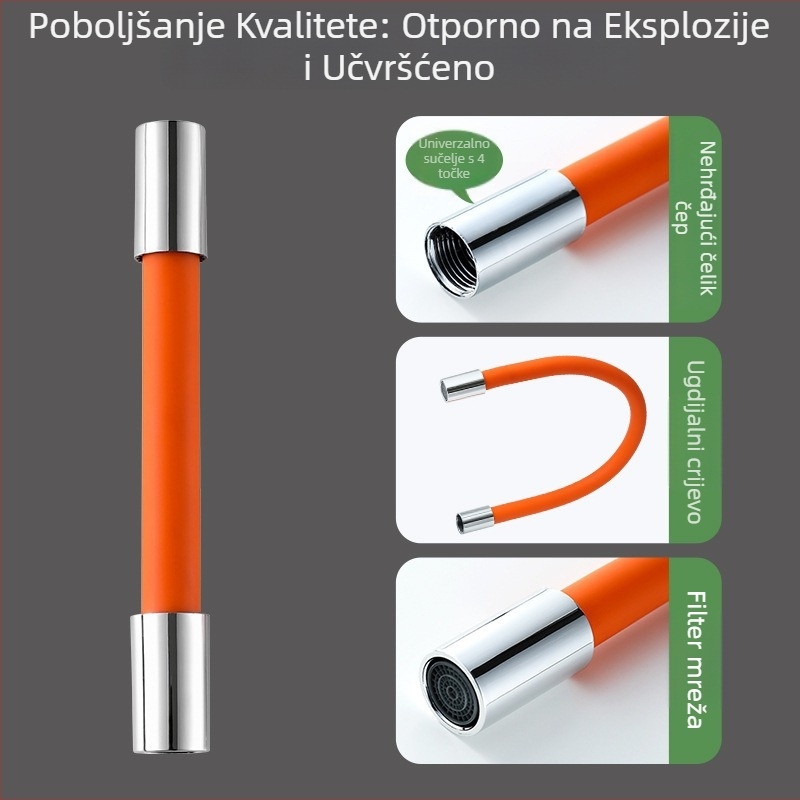 Produžni nastavak slavine s mlazom protiv prskanja, PVC tijelo, universalni filter, vijčano spojeno
