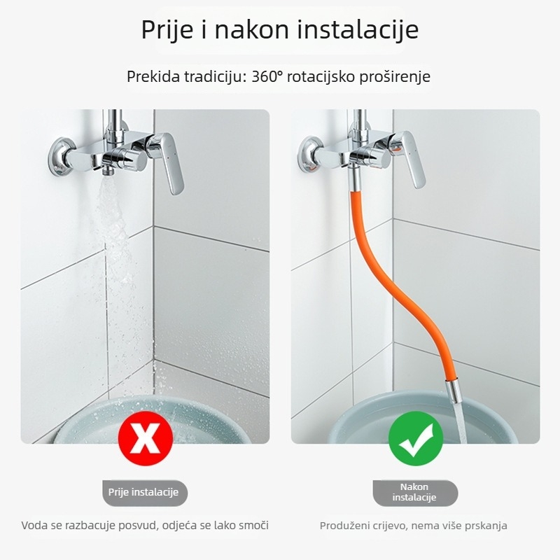 Produžni nastavak slavine s mlazom protiv prskanja, PVC tijelo, universalni filter, vijčano spojeno